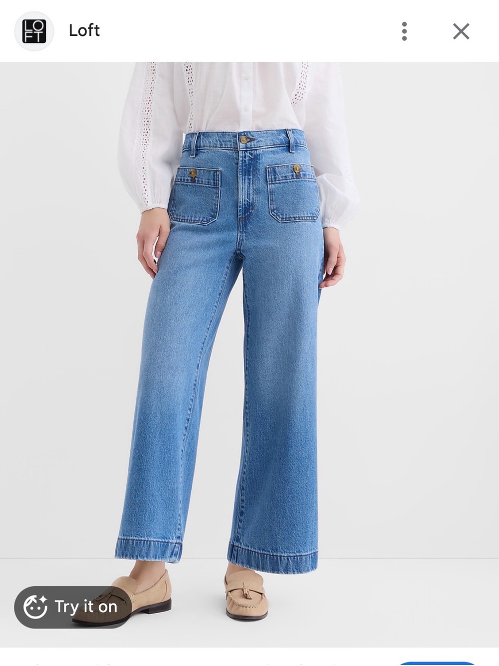 LOFT High Rise The Palmer Wide Leg Crop Jeans Mid Vintage Wash Size 29/8 Colette